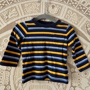 GAP Navy and Yellow Striped Long Sleeve Tee